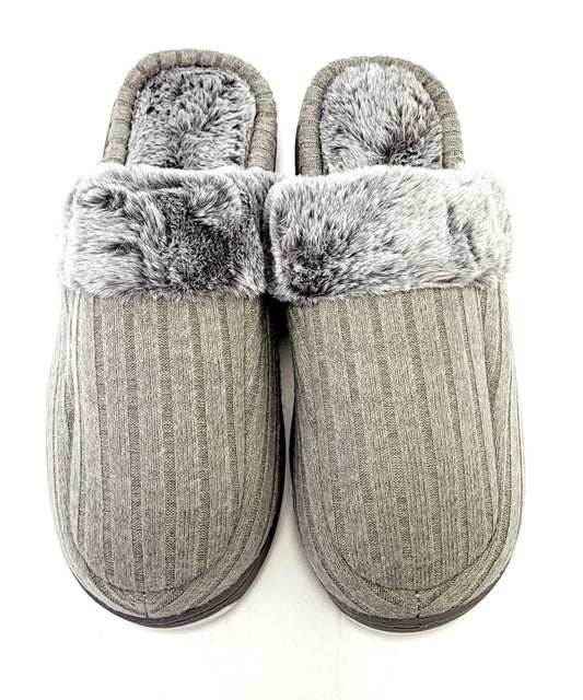 Men's Knit and Faux Fur Comfort Slippers - Anthony's Store
