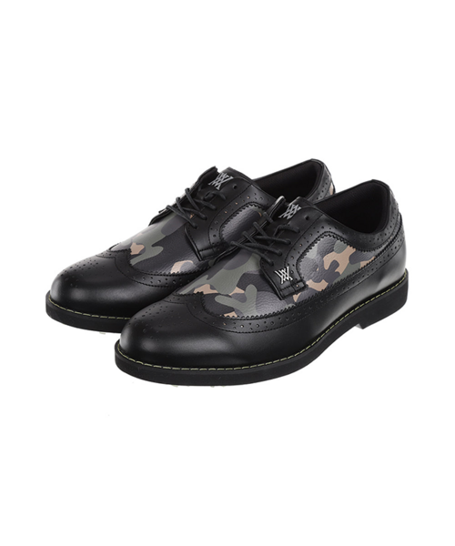 ANew Golf: Men's Camo Wingtip Brogue Shoes - Black - Anthony's Store