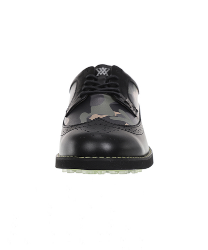 ANew Golf: Men's Camo Wingtip Brogue Shoes - Black - Anthony's Store