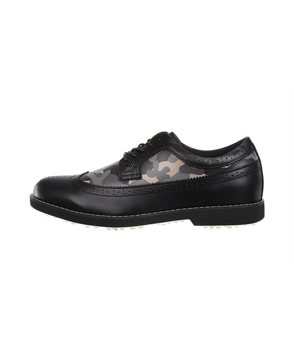 ANew Golf: Men's Camo Wingtip Brogue Shoes - Black - Anthony's Store