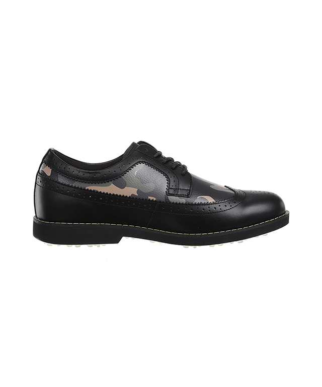 ANew Golf: Men's Camo Wingtip Brogue Shoes - Black - Anthony's Store