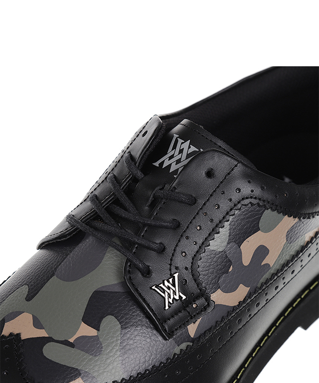 ANew Golf: Men's Camo Wingtip Brogue Shoes - Black - Anthony's Store