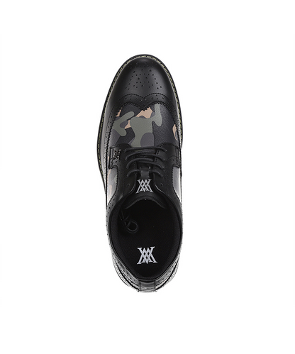 ANew Golf: Men's Camo Wingtip Brogue Shoes - Black - Anthony's Store