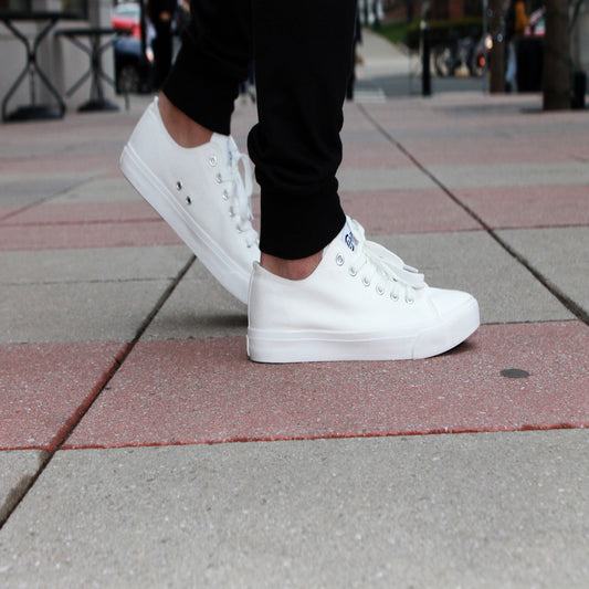 Retro Low Top All White Canvas Shoes - Anthony's Store